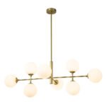 8-Light Linear Sputnik Frosted Glass Globe Chandelier
