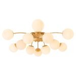 Blossom 12-Light Opal Glass Bubble Semi Flush Chandelier