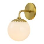 Brass Daisy 1-Light Opal Glass Globe Wall Lamp