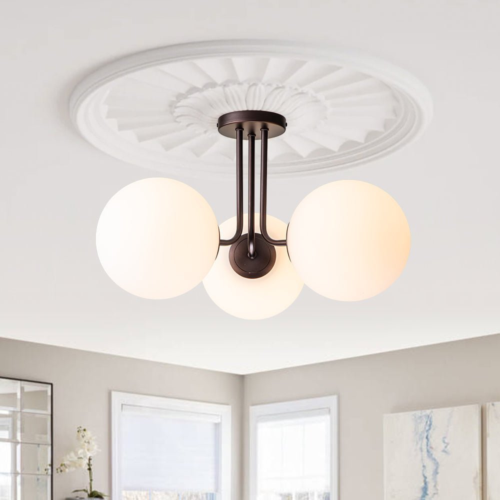 Modern 3-Light Opal Glass Globe Ceiling Light