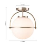 Wide Opal Glass Globe Brass 1-Light Ceiling Light
