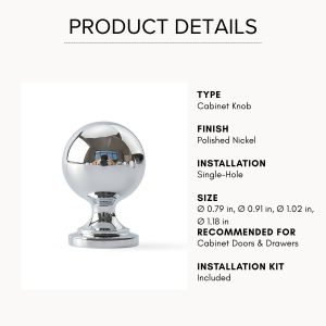 Seine Cabinet Knob | Polished Silver & Champagne Gold Round Knob for Drawers & Dressers, Modern Hardware with Optional Backplate