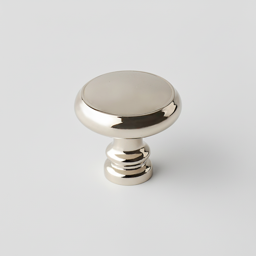 Seine Cabinet Knob | Polished Silver & Champagne Gold Round Knob for Drawers & Dressers, Modern Hardware with Optional Backplate