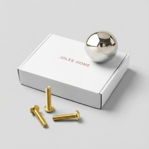 Lunaris Knob | Polished Silver Solid Brass Sphere & Oval Cabinet Knobs, Geometric Pendant Pull, Single-Hole