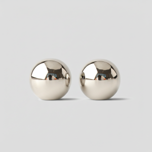 Lunaris Knob | Polished Silver Solid Brass Sphere & Oval Cabinet Knobs, Geometric Pendant Pull, Single-Hole