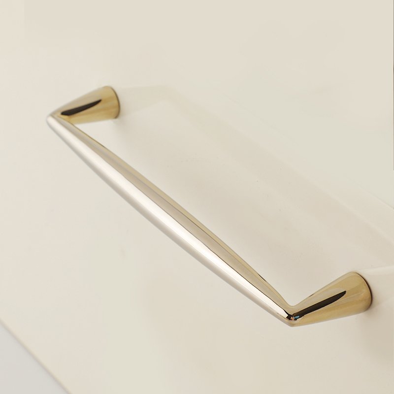 Dew Linear Handle | Polished Champagne Gold & Titanium Silver Tapered Drawer Pull, Solid Brass Modern Fluid Hardware