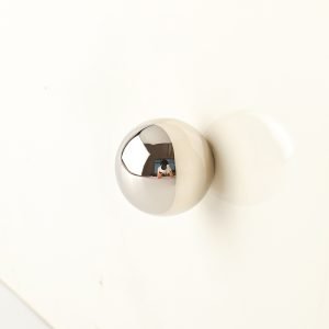 Lunaris Knob | Polished Silver Solid Brass Sphere & Oval Cabinet Knobs, Geometric Pendant Pull, Single-Hole