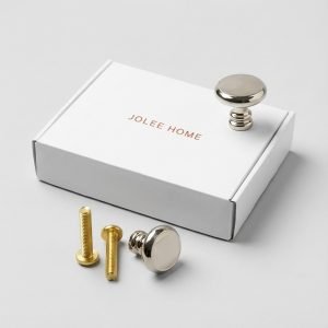 Seine Cabinet Knob | Polished Silver & Champagne Gold Round Knob for Drawers & Dressers, Modern Hardware with Optional Backplate